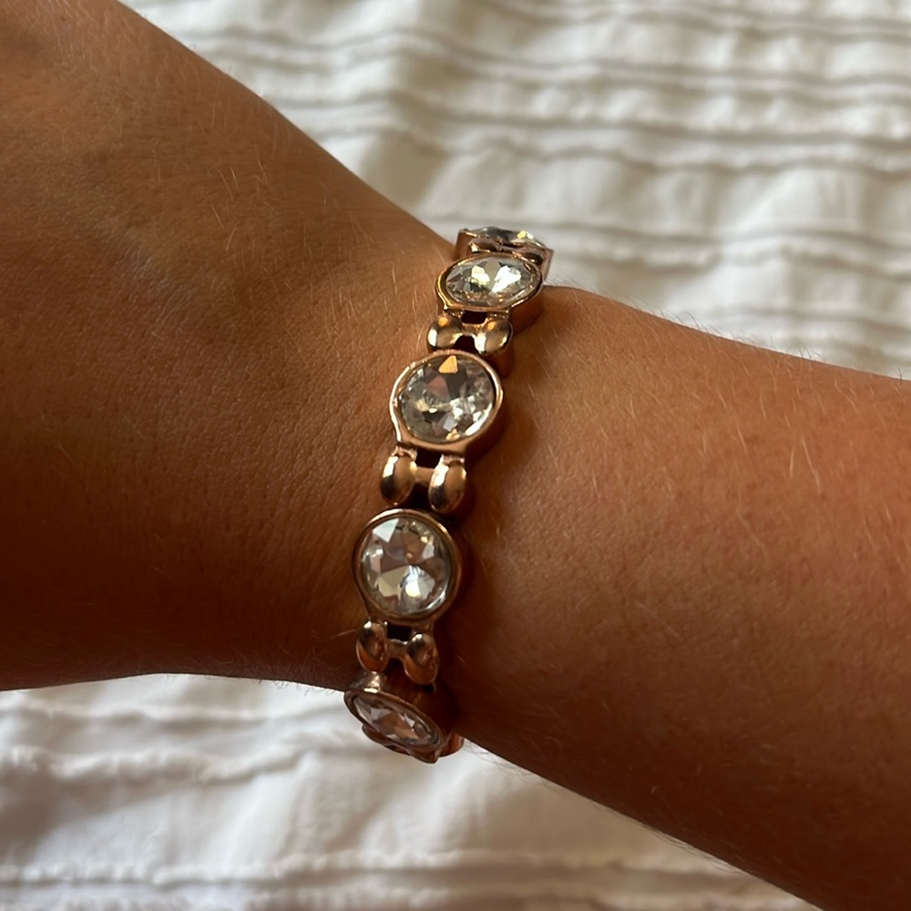 Rose Gold & Rhinestone Elastic Bracelet